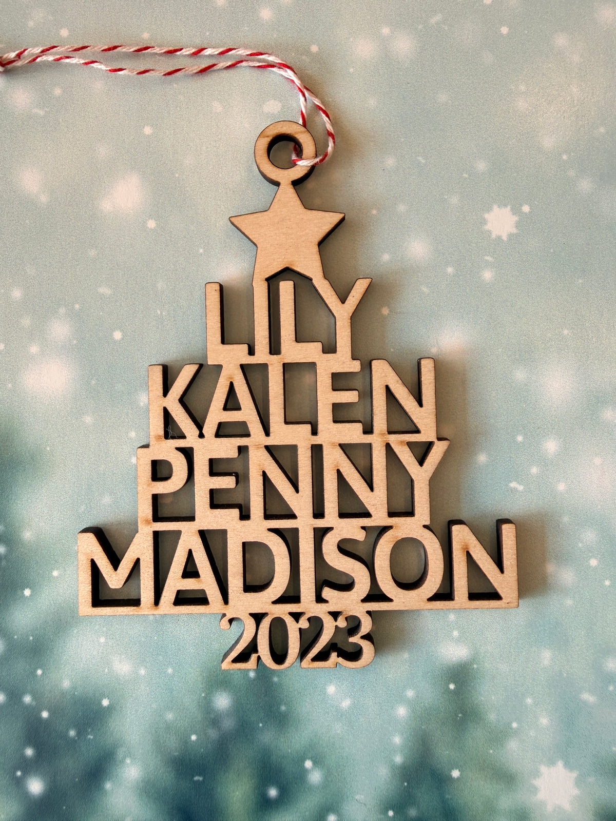 Stacked Family Name Christmas Tree Ornament