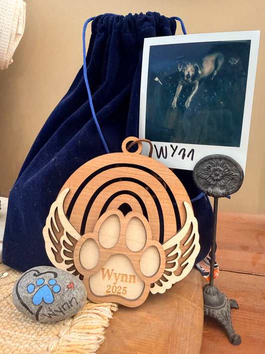 Boho Rainbow Bridge Paw Memorial Ornament