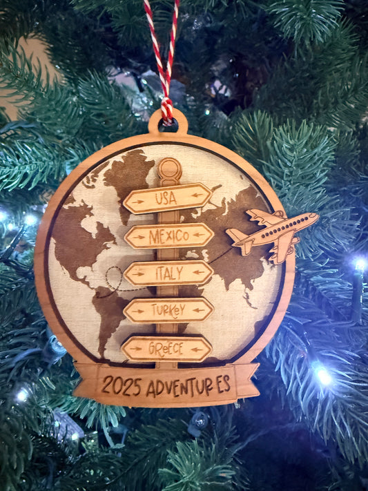 2025 Adventures- Custom travel ornament