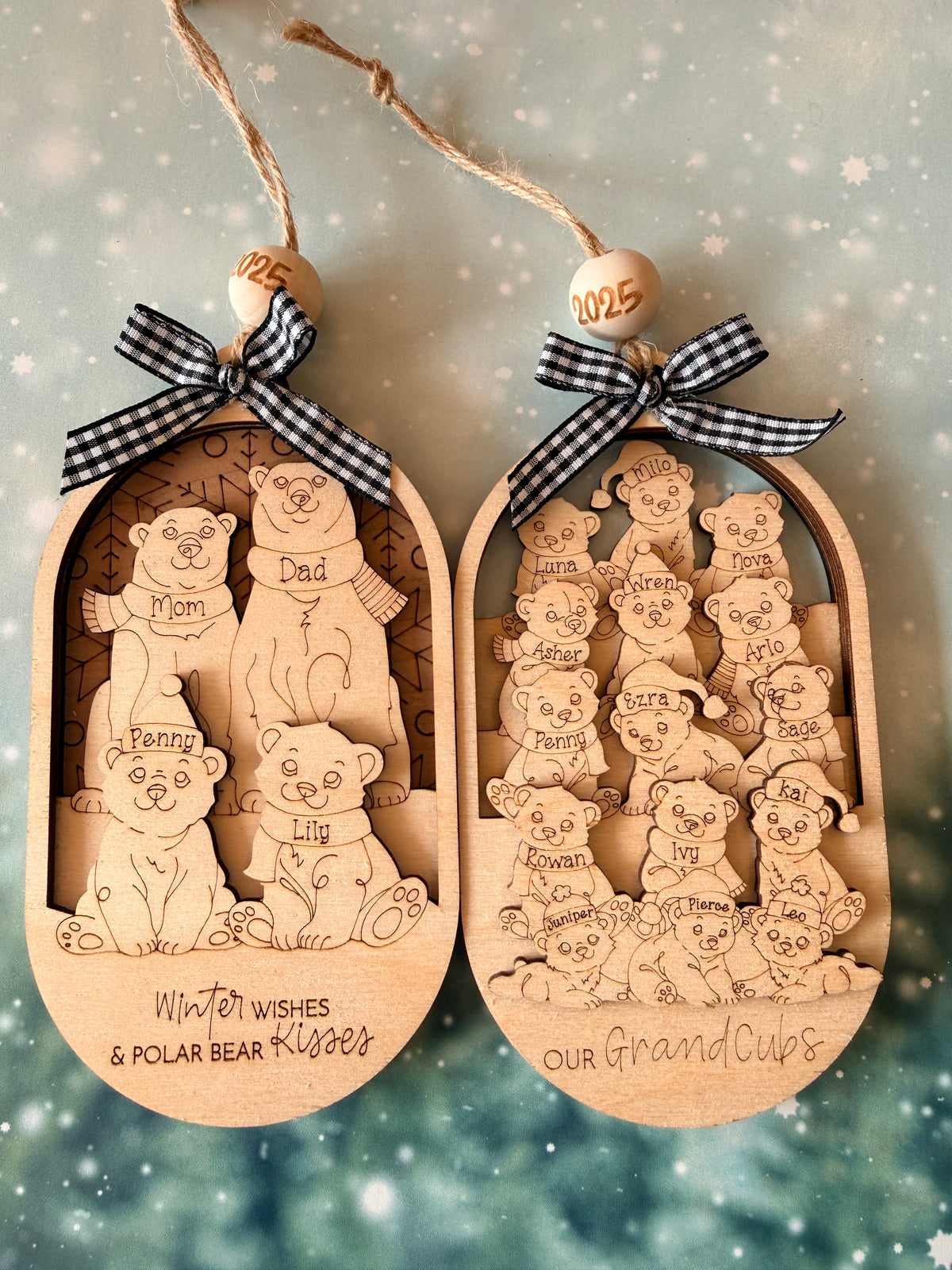 Personalized Polar Bear Family Ornament