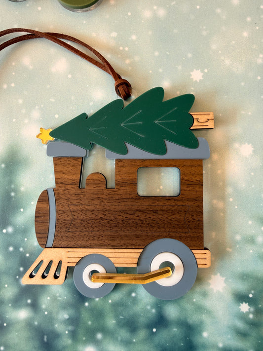 Personalized Christmas Tree Train Ornament