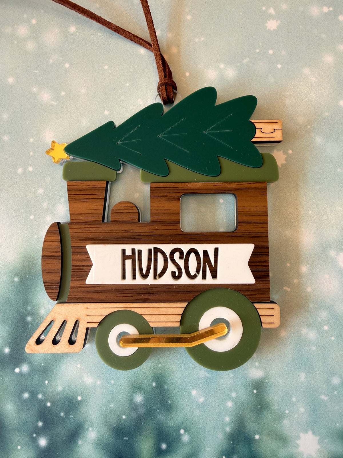Personalized Christmas Tree Train Ornament