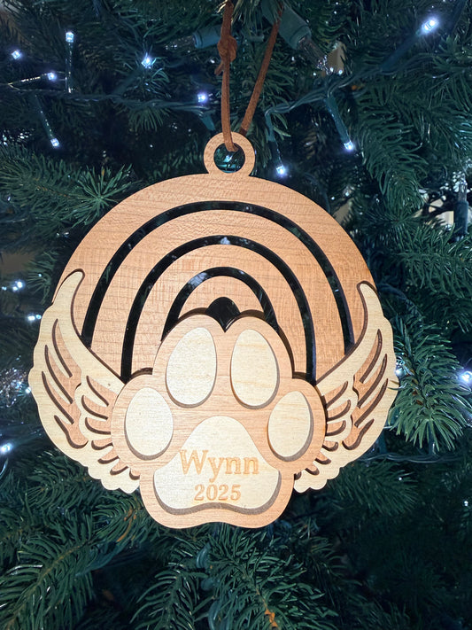 Rainbow Bridge Paw Memorial Ornament