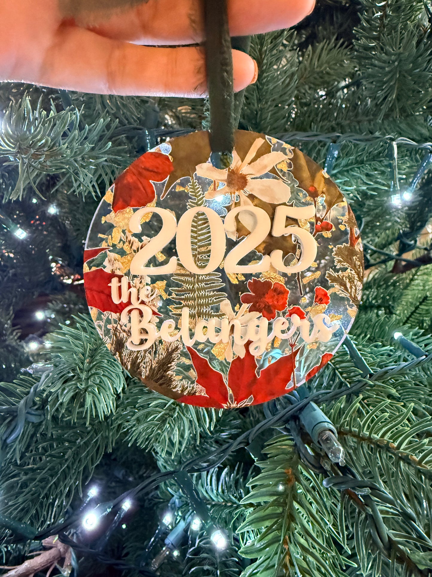 Under the Mistletoe Pressed Flower Ornament